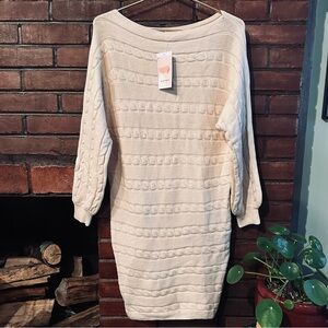 Kirundo Sweater Dress Medium Cream Knit Long Sleeve Cozy NWT
